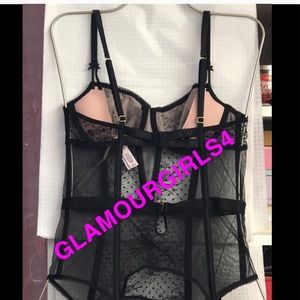 Victoria’s Secret Black Dot Garter corset NWT L